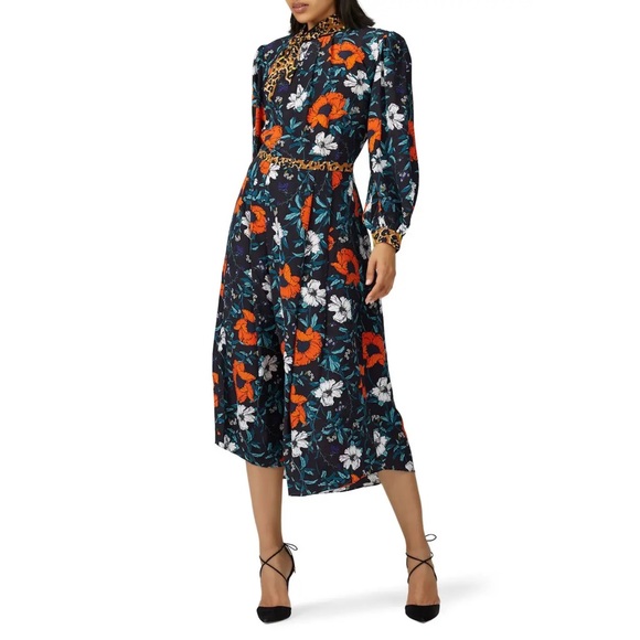 HUNTER BELL Floral Midi Dress - Black, Red, White, Blue - Picture 6 of 6